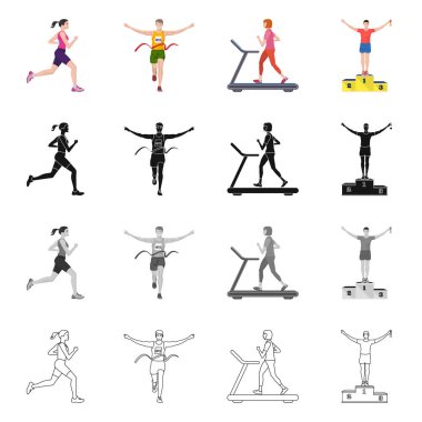 Spor ve kazanan simgesi yalıtılmış nesne. Hisse senedi için spor ve fitness vektör simge kümesi.