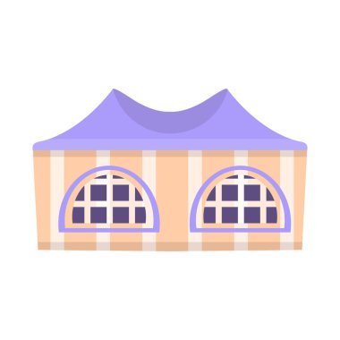 Gölgelik ve çadır logosu vektör illüstrasyon. Web için gölgelik ve kapak stok sembolü koleksiyonu.