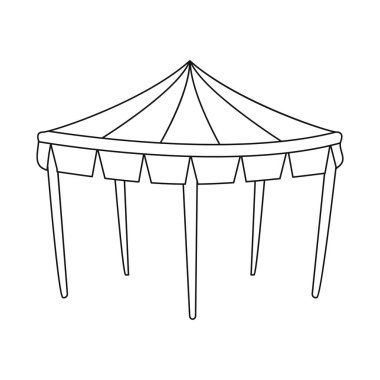 Gölgelik ve çadır sembolü vektör illüstrasyon. Stok için gölgelik ve kapak vektör simgesinin toplanması.