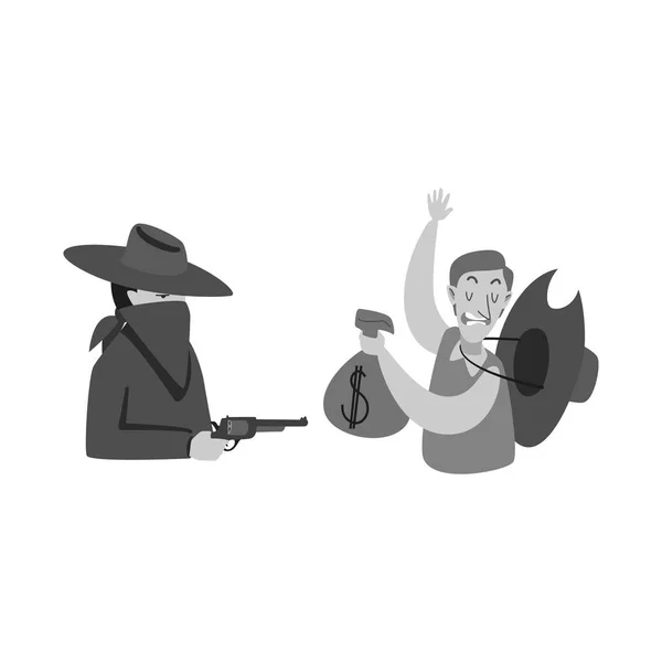 Wektor projekt rabunku i logo Cowboy. Zbiór napadu i ilustracji wektorowych banku. — Wektor stockowy