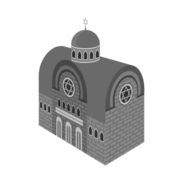 Objet isolé de la synagogue et icône de l'église. Collection d'illustrations vectorielles de la synagogue et du judaïsme . — Image vectorielle