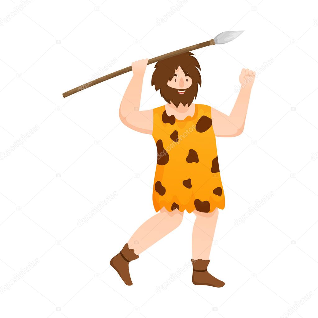 Vector design of man and caveman logo. Set of man and hunter vector icon for stock.