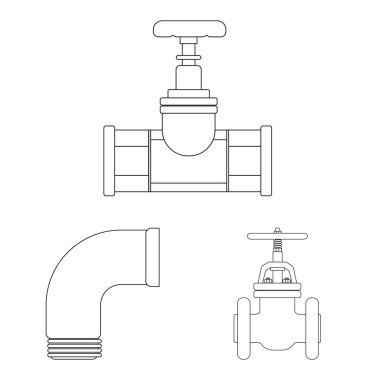 Boru ve tüp simge vektör tasarımı. Boru ve boru hattı vektör simgesini hissenin topluluğu.