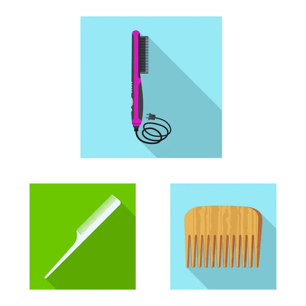 Ilustração vetorial de pincel e símbolo de cabelo. Conjunto de escova e escova de cabelo estoque vetor ilustração . — Vetor de Stock