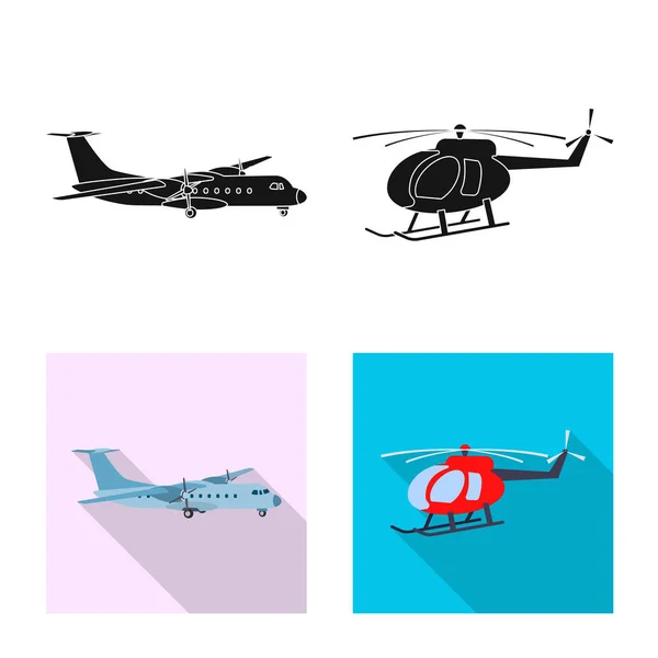 Векторное проектирование самолета и иконки транспорта. Набор векторной иллюстрации плоскости и неба . — стоковый вектор