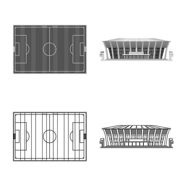 Illustration vectorielle du soccer et du panneau d'équipement. Ensemble d'icône vectorielle de football et tournoi pour le stock . — Image vectorielle