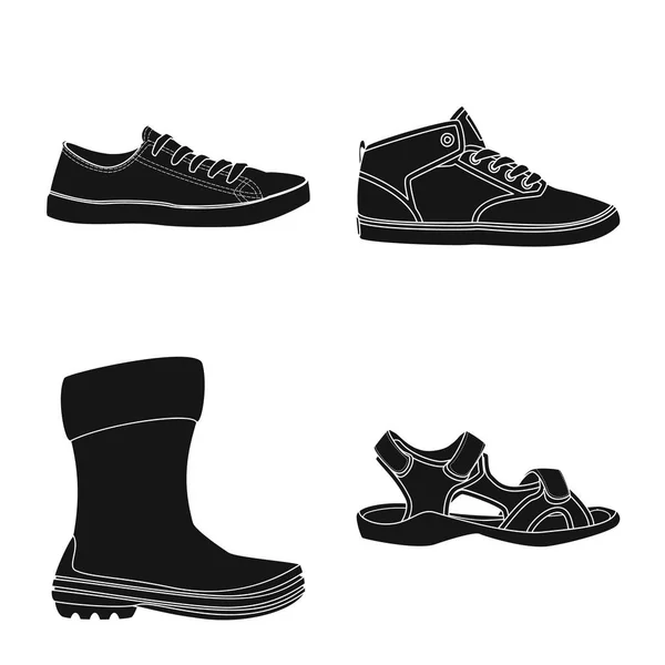 Vektorillustration av sko och skodon tecken. Samling av skon och foten aktiesymbol för webben. — Stock vektor