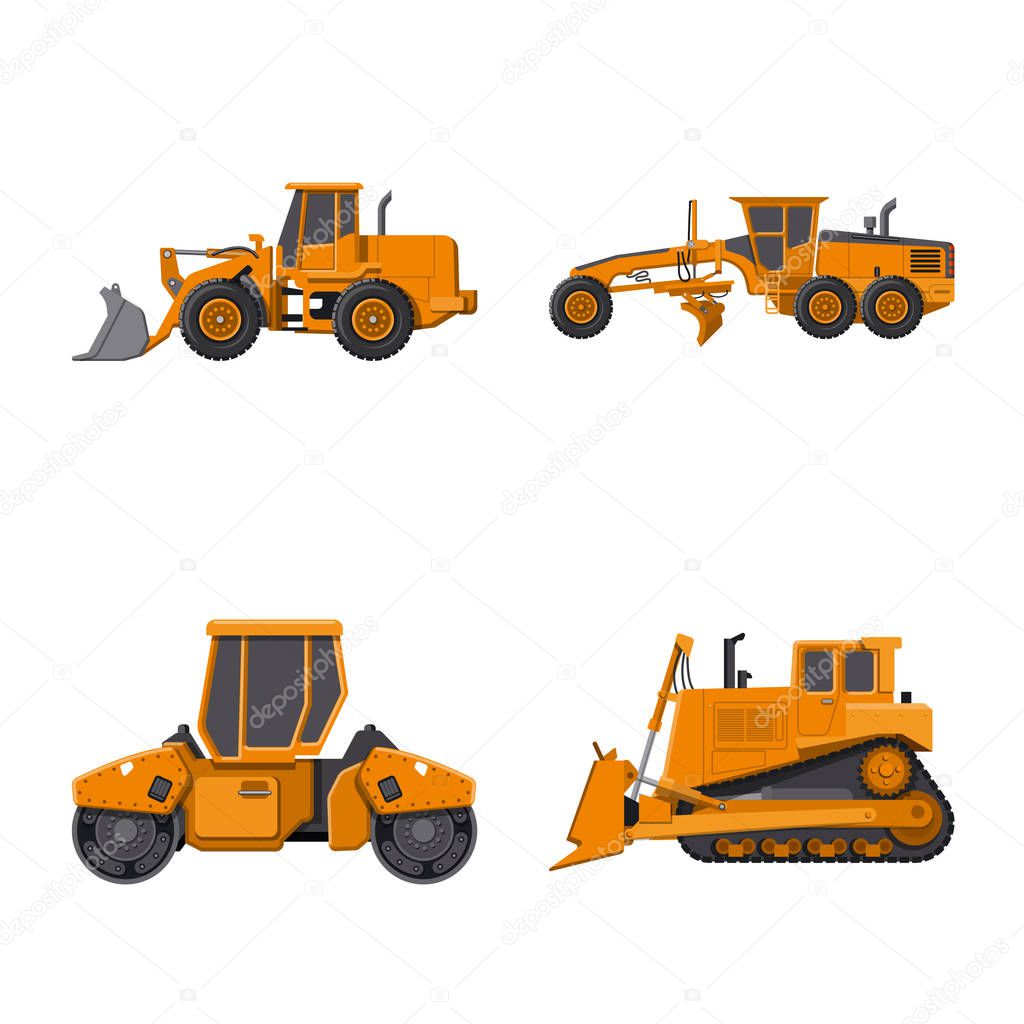 Vector design of build and construction logo. Collection of build and machinery stock symbol for web.