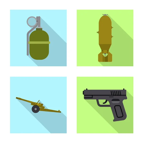 Isolated object of weapon and gun icon. Collection of weapon and army vector icon for stock. — Stock Vector