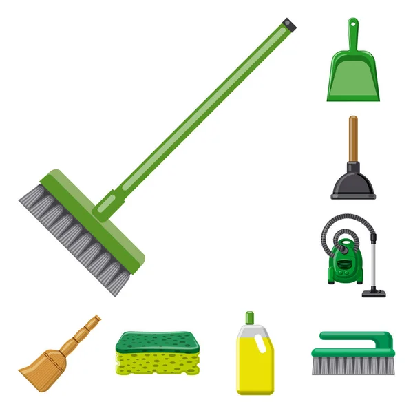 Векторная иллюстрация логотипа уборки и сервиса. Сбор векторной иллюстрации уборки и бытовых запасов . — стоковый вектор