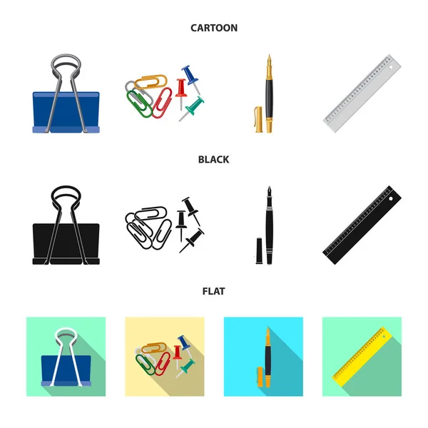 Isolé objet de bureau et icône de fourniture. Ensemble d'illustration vectorielle de stock de bureau et d'école . — Image vectorielle