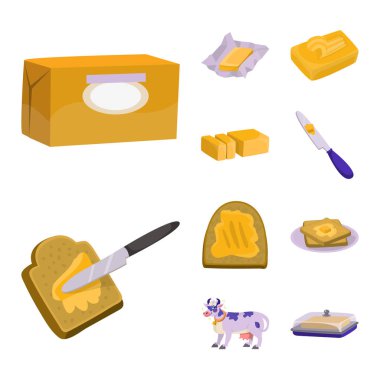 Gıda ve süt işareti izole nesne. Gıda ve kolesterol stok vektör illüstrasyon toplama.