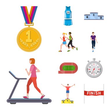 Adım ve sprint işaretinin vektör çizimi. Stok için adım ve sprinter vektör simgesinin toplanması.