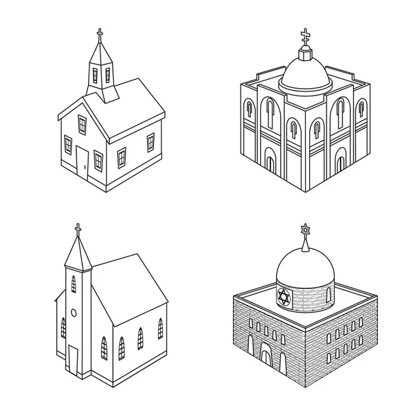 Ilustración vectorial de arquitectura y letrero de edificio. Colección de arquitectura y clero símbolo de stock para la web . — Vector de stock