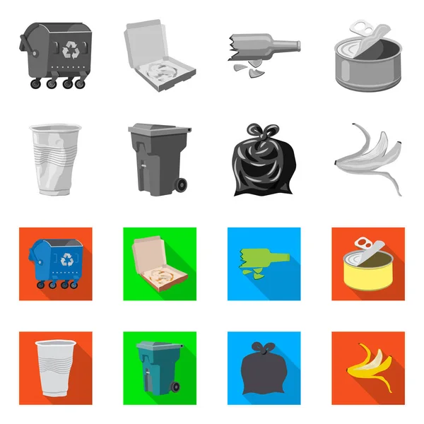 Изолированный объект дампа и иконки сортировки. Коллекция мусорных и мусорных векторных изображений . — стоковый вектор