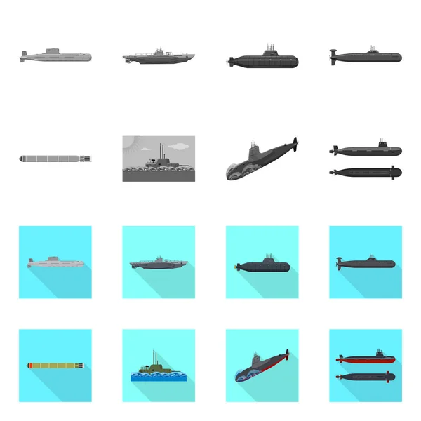 Изолированный объект войны и икона корабля. Коллекция военных и флотских символов для интернета . — стоковый вектор