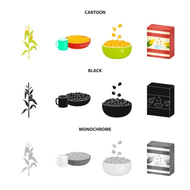 Mısır tarlası ve sebze logosu yalıtılmış nesne. Mısır tarlası ve hisse senedi için vejetaryen vektör simge kümesi.