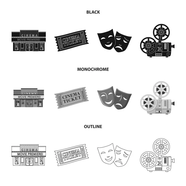 Illustrazione vettoriale della televisione e segno di ripresa. Raccolta di televisione e visualizzazione stock symbol per il web . — Vettoriale Stock