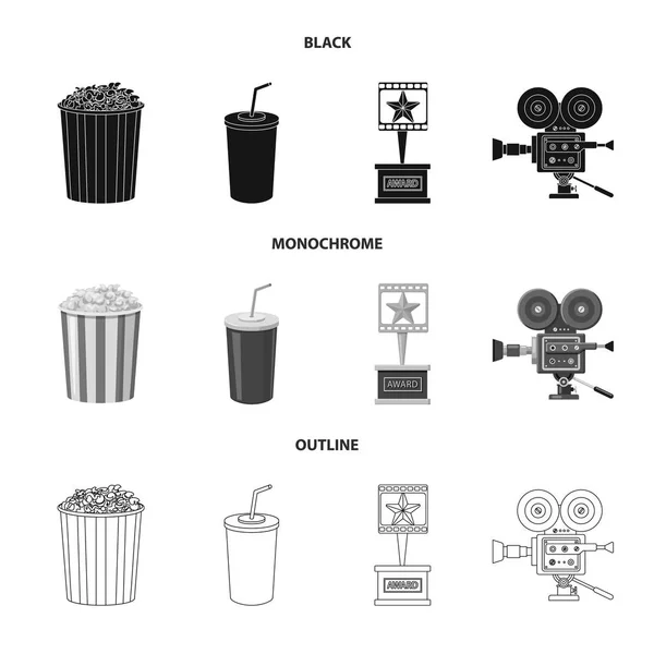 Illustrazione vettoriale della televisione e simbolo delle riprese. Set di televisione e visualizzazione stock simbolo per il web . — Vettoriale Stock