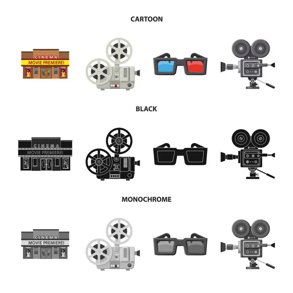 Diseño vectorial del icono de la televisión y la filmación. Conjunto de televisión y visualización de imágenes vectoriales . — Archivo Imágenes Vectoriales