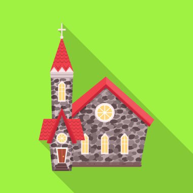 Kilise ve Katolik simgesivektör illüstrasyon. Stok için kilise ve paskalya vektör simgesi seti.