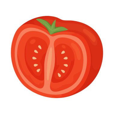 Dilim ve domates sembolü vektör tasarımı. Web için dilim ve yarım stok sembolü kümesi.