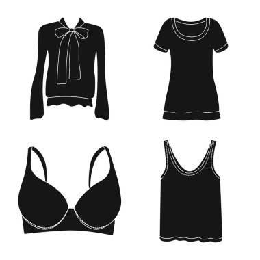 Kadın ve giyim simge vektör Illustration. Hisse senedi için kadın ve aşınma vektör simge topluluğu.