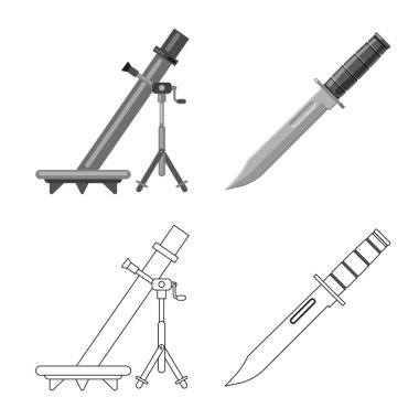 Silah ve silah simge vektör Illustration. Silah ve ordu hisse senedi vektör çizim seti.