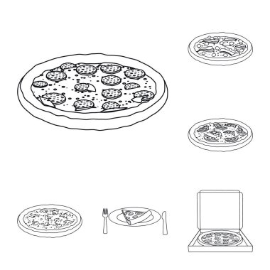 Pizza ve gıda işareti vektör tasarımı. Pizza topluluğu ve hisse senedi için İtalya vektör simgesi.