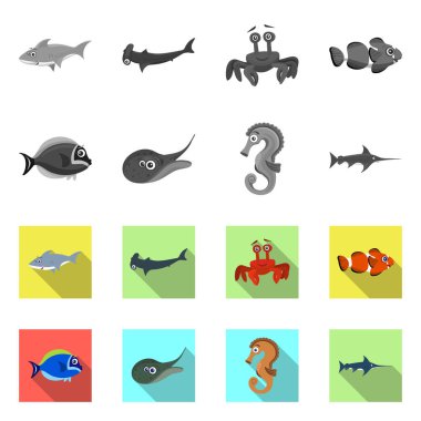 Deniz ve hayvan logo vektör Illustration. Deniz ve deniz hisse senedi vektör çizim.
