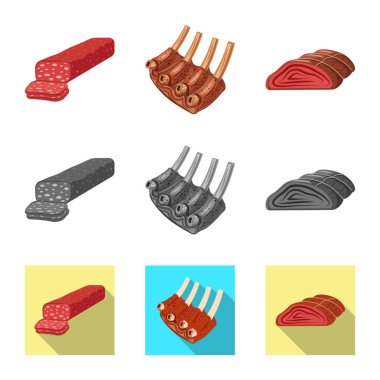 Et ve jambon simge vektör Illustration. Et ve hisse senedi simgesi web için pişirme.