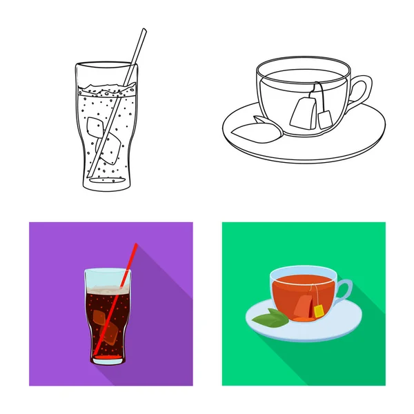 Izolovaný objekt nápoje a znamení. Sbírka pití a strana vektorové ilustrace. — Stockový vektor