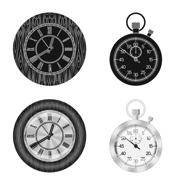 Objeto aislado de reloj y símbolo de tiempo. Colección de reloj y círculo icono vectorial para stock . — Vector de stock