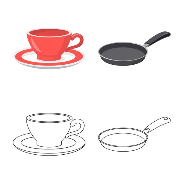 Vektor Illustration von Küche und Koch Zeichen. Set von Bestandsvektoren für Küche und Geräte. — Stockvektor