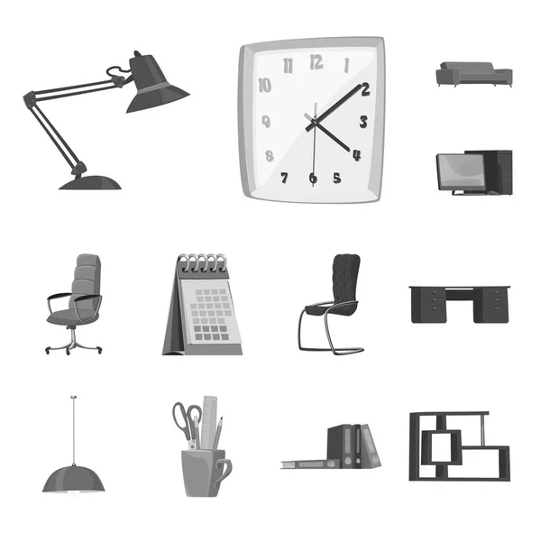 Izolovaný objekt nábytku a práce Sign. Sada nábytku a domácí vektorové ikony pro stock. — Stockový vektor