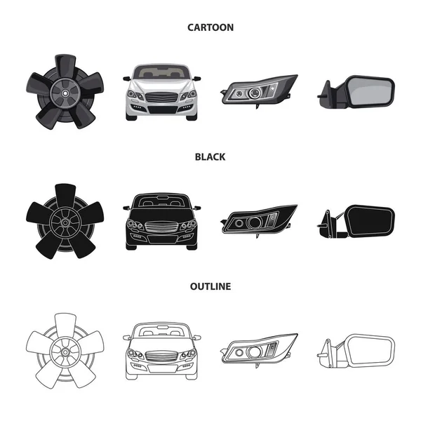 Geïsoleerde object van auto en deel logo. Set van auto en auto vector pictogram voor voorraad. — Stockvector