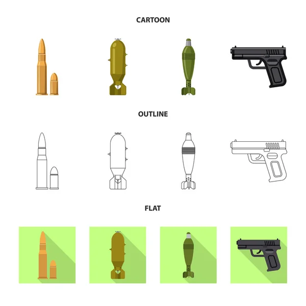 Ilustración vectorial de armas y signos de armas. Conjunto de armas y ejército símbolo de stock para la web . — Vector de stock