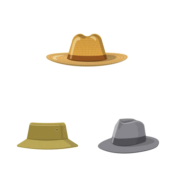 Ilustración vectorial de la marca de sombreros y gorras. Colección de casco y accesorio icono vectorial para stock . — Archivo Imágenes Vectoriales