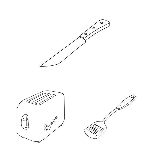 Ilustración vectorial de cocina y símbolo de cocinero. Colección de ilustración de vectores de cocina y electrodomésticos . — Vector de stock