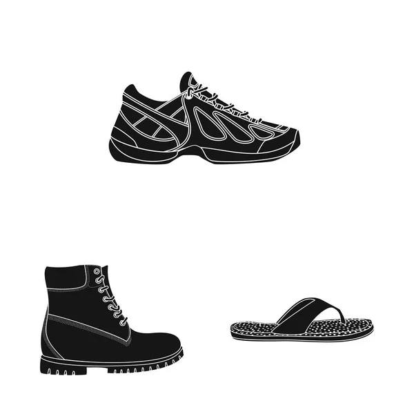Illustrazione vettoriale del segno scarpa e calzature. Raccolta di scarpe e piedi stock illustrazione vettoriale . — Vettoriale Stock