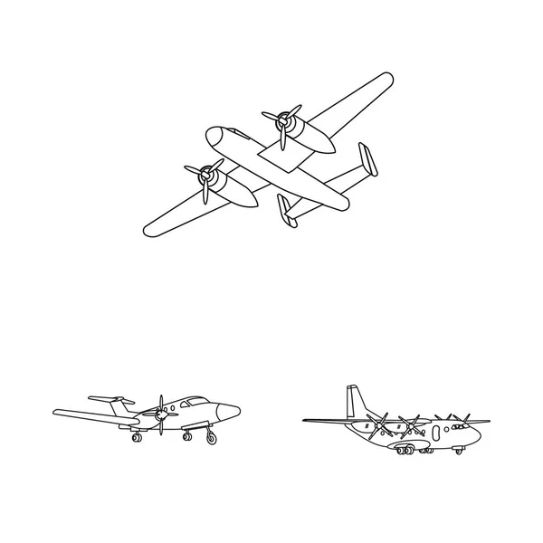 Ilustración vectorial de plano y señal de transporte. Conjunto de plano y cielo icono vectorial para stock . — Archivo Imágenes Vectoriales