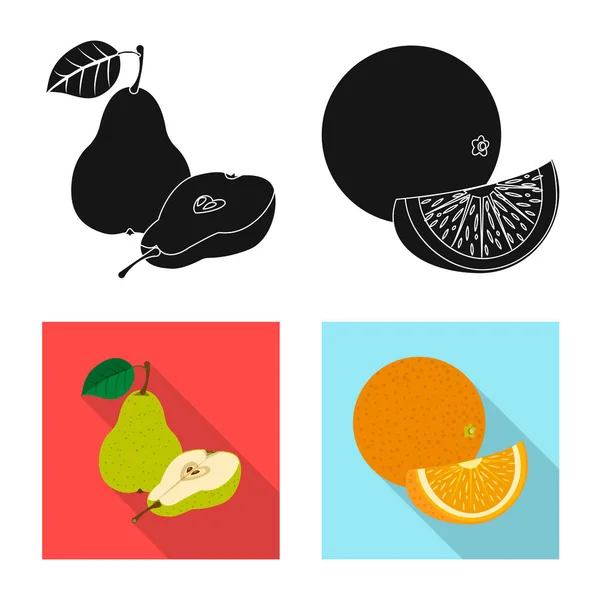 Vektorillustration von Gemüse und Obst Symbol. Sammlung pflanzlicher und vegetarischer Aktiensymbole für das Web. — Stockvektor