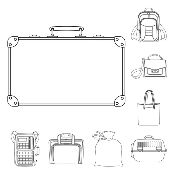 가방과 수하물 아이콘의 고립 된 개체입니다. 웹에 대 한 가방과 여행 주식 기호 집합. — 스톡 벡터