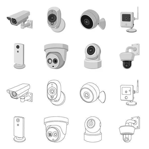 Projekt wektor ikona cctv i aparatu. Kolekcja cctv i system Stockowa ilustracja wektorowa. — Wektor stockowy