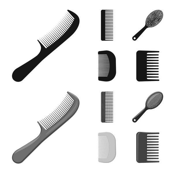 Isolated object of brush and hair sign. Collection of brush and hairbrush stock vector illustration.