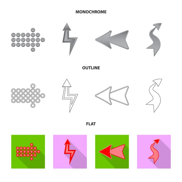 Ilustración vectorial del signo de elemento y flecha. Colección de elemento e icono de vector de dirección para stock . — Archivo Imágenes Vectoriales