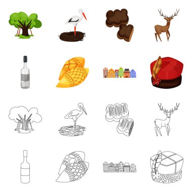 Geleneksel yalıtılmış nesne ve tur logosu. Simge stok vektör çizim ve geleneksel dizi.