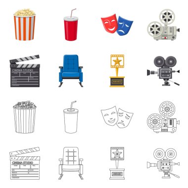 Televizyon ve filme sembolü yalıtılmış nesne. Televizyon ve hisse senedi için vektör simge ile ilgilenen koleksiyonu.