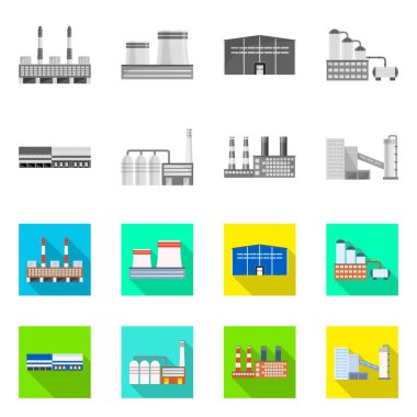 Üretim ve yapısı simgesi yalıtılmış nesne. Üretim ve teknoloji hisse senedi vektör çizim koleksiyonu.