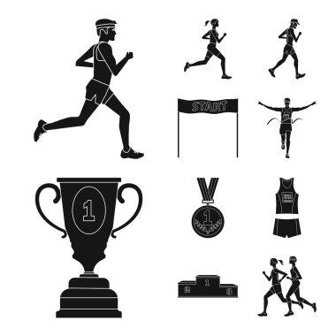 Sağlık ve fitness logosu vektör illüstrasyon. Stok için sistem durumu ve sprint vektör simgesi kümesi.